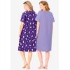 Dreams & Co. Plus Size 2-Pack Short-Sleeve Sleepshirt(Plum Burst Penguins)