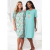 Dreams & Co. Plus Size 2-Pack Short-Sleeve Sleepshirt(Pool Blue Animal Hearts)