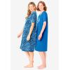 Dreams & Co. Plus Size 2-Pack Short-Sleeve Sleepshirt(Pool Blue Animal Hearts)