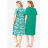 Dreams & Co. Plus Size 2-Pack Short-Sleeve Sleepshirt(Tropical Emerald Cat)