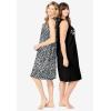 Dreams & Co. Plus Size 2-Pack Sleeveless Sleepshirt(Black Animal Paw)