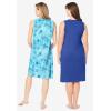 Dreams & Co. Plus Size 2-Pack Sleeveless Sleepshirt(Pretty Aqua Turtle)