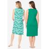 Dreams & Co. Plus Size 2-Pack Sleeveless Sleepshirt(Tropical Emerald Cat)