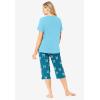Dreams & Co. Plus Size 2-Piece Capri PJ Set(Deep Teal Bows)