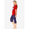 Dreams & Co. Plus Size 2-Piece Capri PJ Set(Navy Americana Heart)