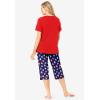 Dreams & Co. Plus Size 2-Piece Capri PJ Set(Navy Americana Heart)