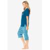 Dreams & Co. Plus Size 2-Piece Capri PJ Set(Pale Ocean Paisley)