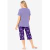 Dreams & Co. Plus Size 2-Piece Capri PJ Set(Plum Burst Cat)