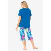 Dreams & Co. Plus Size 2-Piece Capri PJ Set(Pool Blue Tropical)