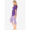 Dreams & Co. Plus Size 2-Piece Capri PJ Set(Pretty Violet Snowman)