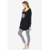 Dreams & Co. Plus Size 2-Piece Pj Legging Set(Black White Zebra)