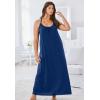 Dreams & Co. Plus Size Breezy Eyelet Knit Long Nightgown(Evening Blue)