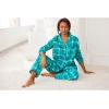 Dreams & Co. Plus Size Classic Flannel Pajama Set(Plum Burst Plaid Paw)