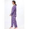 Dreams & Co. Plus Size Classic Flannel Pajama Set(Plum Burst Plaid Paw)