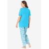 Dreams & Co. Plus Size Graphic Tee PJ Set(Caribbean Blue Clouds)