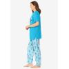 Dreams & Co. Plus Size Graphic Tee PJ Set(Caribbean Blue Clouds)
