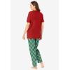 Dreams & Co. Plus Size Graphic Tee PJ Set(Classic Red Reindeer Cat)