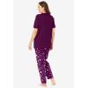 Dreams & Co. Plus Size Graphic Tee PJ Set(Dark Berry Snowflake)