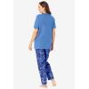 Dreams & Co. Plus Size Graphic Tee PJ Set(French Blue Tie Dye Moon)
