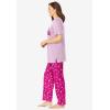Dreams & Co. Plus Size Graphic Tee PJ Set(Pink Tea Cup)