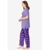 Dreams & Co. Plus Size Graphic Tee PJ Set(Plum Burst Penguins)