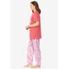 Dreams & Co. Plus Size Graphic Tee PJ Set(Sweet Coral Bees)