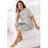 Dreams & Co. Plus Size Knit Capri Sleep Set(Heather Grey Daisy)