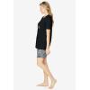 Dreams & Co. Plus Size Knit Pj Short Set(Black Animal Paw)