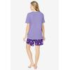 Dreams & Co. Plus Size Knit Pj Short Set(Plum Burst Penguins)