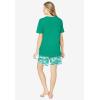 Dreams & Co. Plus Size Knit Pj Short Set(Tropical Emerald Cat)
