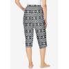 Dreams & Co. Plus Size Knit Sleep Capri(Black Fair Isle)