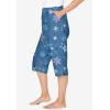 Dreams & Co. Plus Size Knit Sleep Capri(Dusty Indigo Snowflakes)