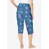 Dreams & Co. Plus Size Knit Sleep Capri(Dusty Indigo Snowflakes)
