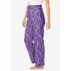 Dreams & Co. Plus Size Knit Sleep Pant(Plum Burst Daisy Butterfly)