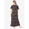 Dreams & Co. Plus Size Long Floral Print Cotton Gown(Black Roses)
