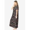 Dreams & Co. Plus Size Long Floral Print Cotton Gown(Black Roses)