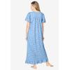 Dreams & Co. Plus Size Long Floral Print Cotton Gown(Sky Blue Ditsy)
