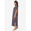 Dreams & Co. Plus Size Long Henley Sleepshirt(Black Multi Floral)