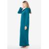 Dreams & Co. Plus Size Long Hooded Fleece Sweatshirt Robe(Deep Teal)