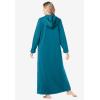Dreams & Co. Plus Size Long Hooded Fleece Sweatshirt Robe(Deep Teal)