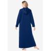 Dreams & Co. Plus Size Long Hooded Fleece Sweatshirt Robe(Evening Blue)