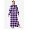Dreams & Co. Plus Size Long Hooded Fleece Sweatshirt Robe(Lilac Grape Buffalo)