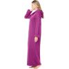 Dreams & Co. Plus Size Long Hooded Fleece Sweatshirt Robe(Plum Burst)