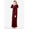 Dreams & Co. Plus Size Long Hooded Fleece Sweatshirt Robe(Red Buffalo Plaid)
