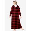Dreams & Co. Plus Size Long Hooded Fleece Sweatshirt Robe(Red Buffalo Plaid)