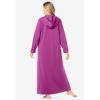 Dreams & Co. Plus Size Long Hooded Fleece Sweatshirt Robe(Rich Magenta)