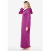 Dreams & Co. Plus Size Long Hooded Fleece Sweatshirt Robe(Rich Magenta)