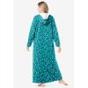 Dreams & Co. Plus Size Long Hooded Fleece Sweatshirt Robe(Waterfall Hearts)
