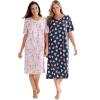 Dreams & Co. Plus Size Long Print Sleepshirt(Deep Teal Hearts)