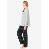 Dreams & Co. Plus Size Long Sleeve Knit PJ Set(Black Dot)